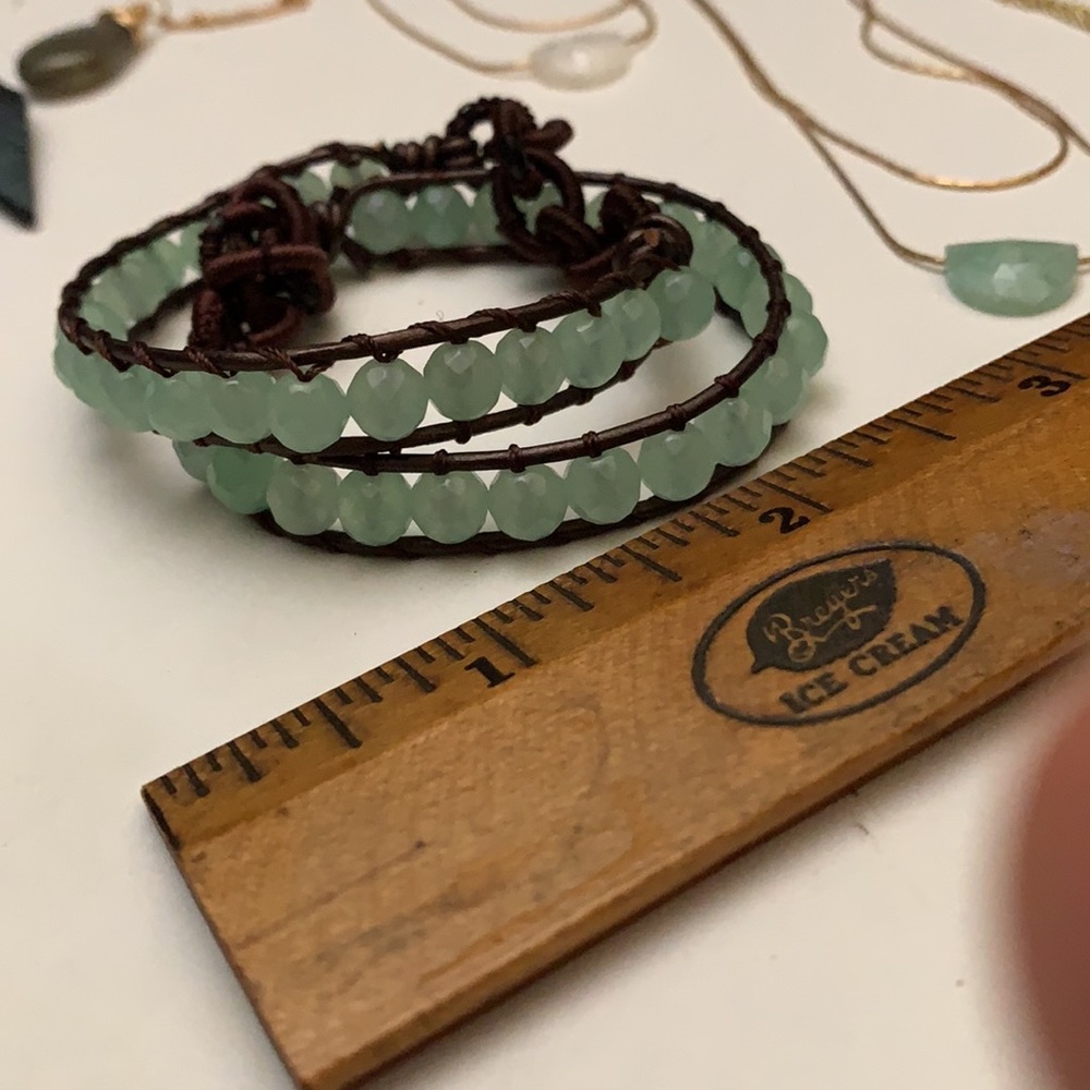 3x Matching Set Chalcedony And Woven Links Stretch Bracelet